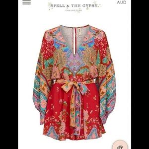 Spell & The Gypsy Collective Lotus Kimono Boho Flowy Festival Romper RARE XS